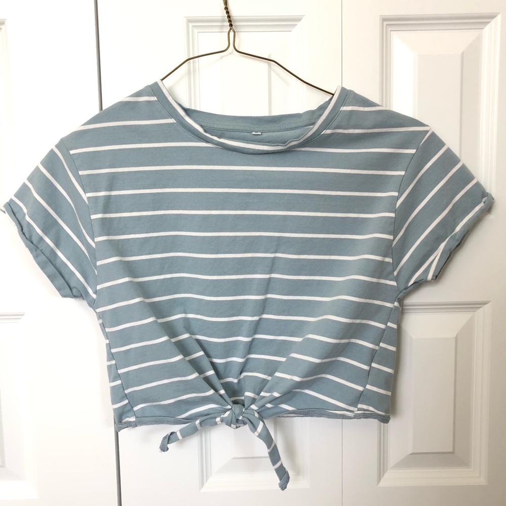 Blue striped crop top
